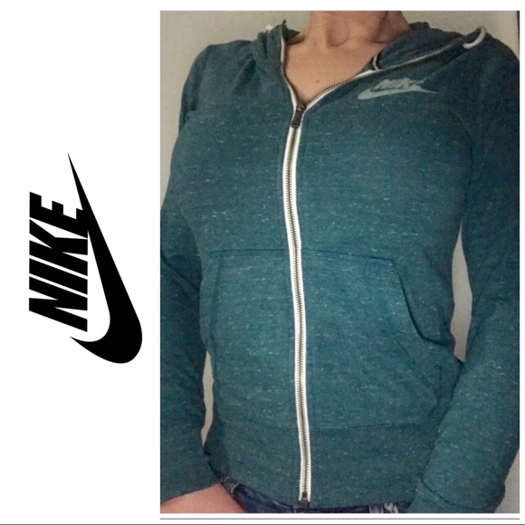 Nike Jackets & Blazers - Nike Heathered Teal Green Hoodie Jacket Coat S